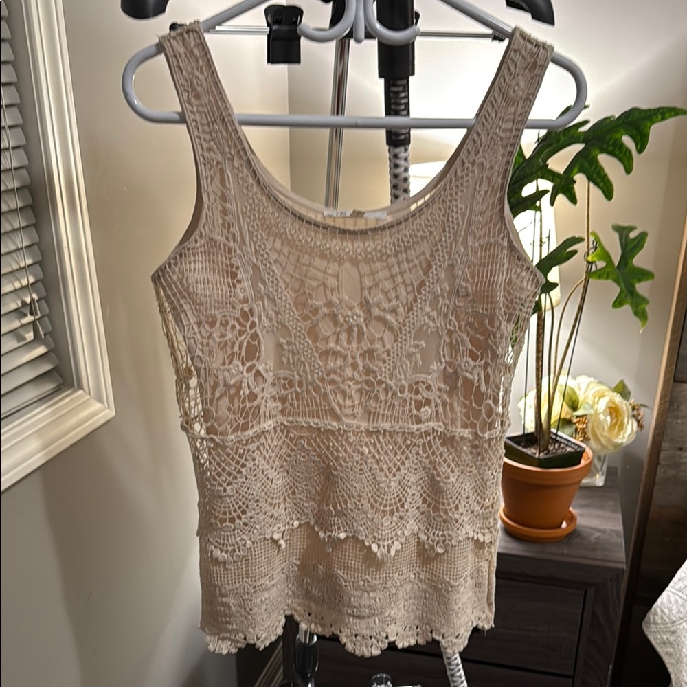 Cleo Cream Crochet Tank Top